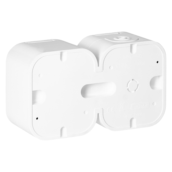 Surface-mounted double socket 2x2P+E, splash-proof with cover B2, IP54, NT-6B2, white