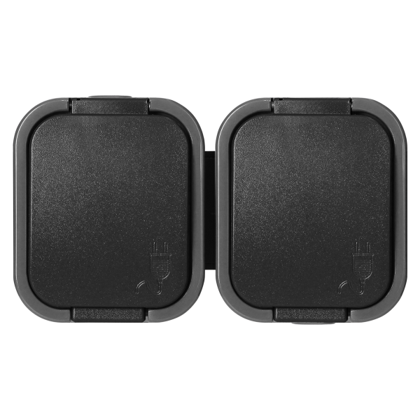 Surface-mounted double socket 2x2P+E, splash-proof with cover B2, IP54, NT-6B2, gray/black