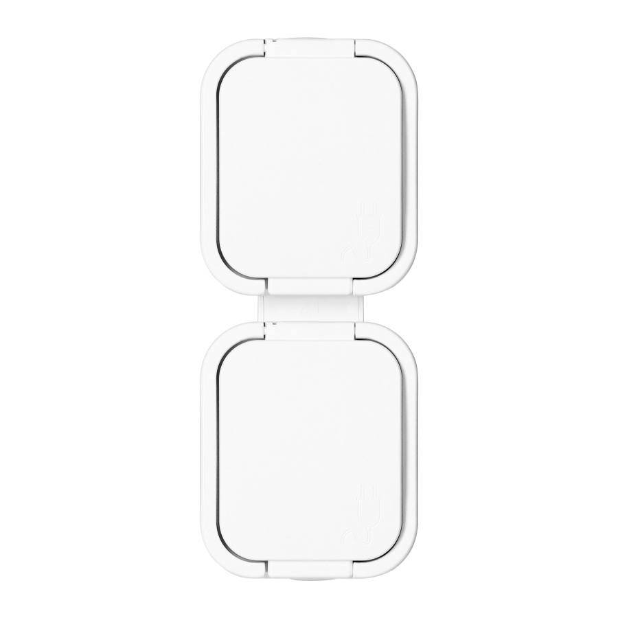 Surface-mounted double socket 2x2P+E, splash-proof with cover, vertical B2, IP54, NT-6B2/P, white