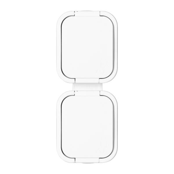 Surface-mounted double socket 2x2P+E, splash-proof with cover, vertical B2, IP54, NT-6B2/P, white