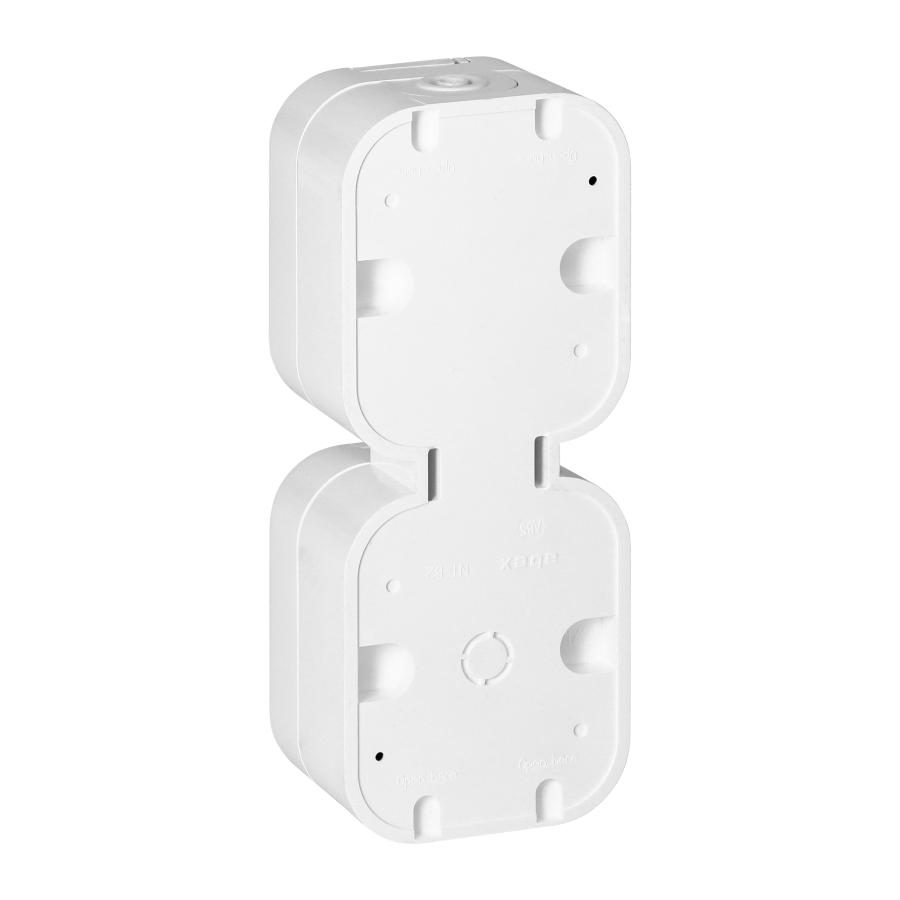 Surface-mounted double socket 2x2P+E, splash-proof with cover, vertical B2, IP54, NT-6B2/P, white