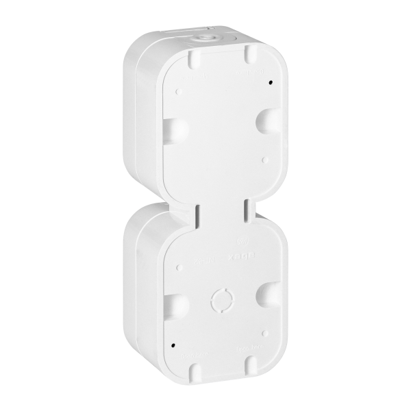 Surface-mounted double socket 2x2P+E, splash-proof with cover, vertical B2, IP54, NT-6B2/P, white