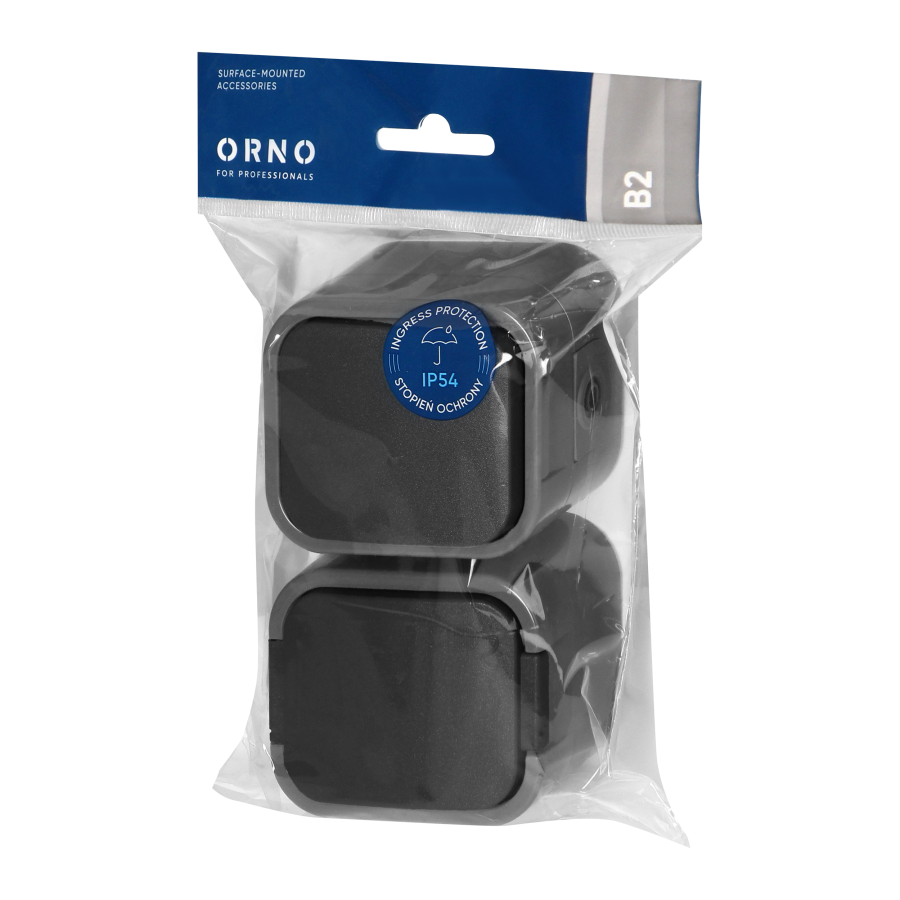 Łącznik n/t jednobiegunowy + Gniazdo pojedyncze 2P+Z B2, IP54, GWN-B2, szary/czarny