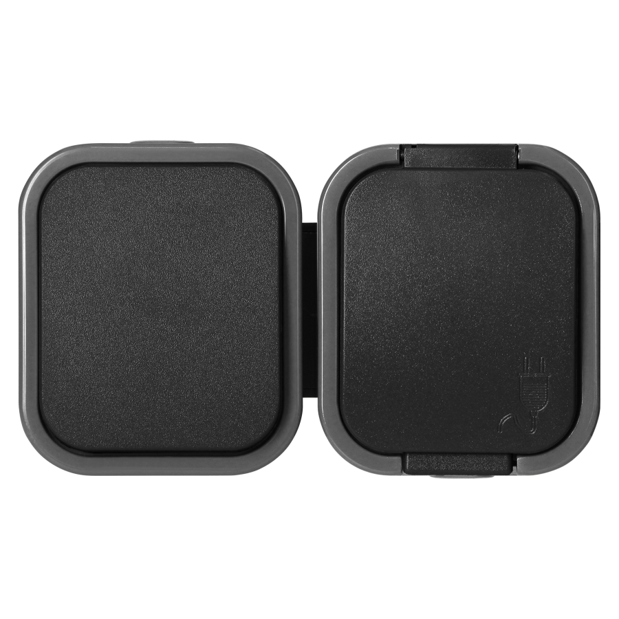 Surface-mounted single-pole switch + Single socket 2P+E B2, IP54, GWN-B2, gray/black