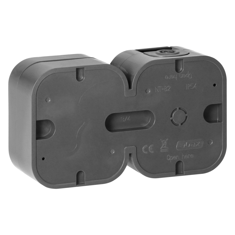 Surface-mounted single-pole switch + Single socket 2P+E B2, IP54, GWN-B2, gray/black