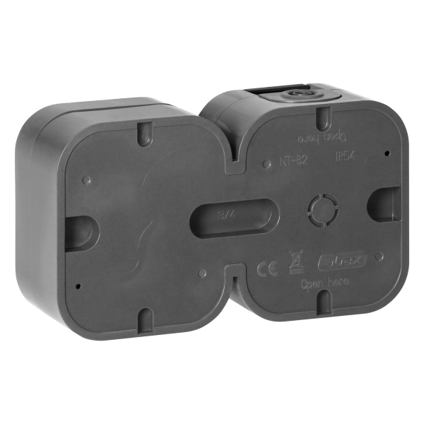 Surface-mounted single-pole switch + Single socket 2P+E B2, IP54, GWN-B2, gray/black