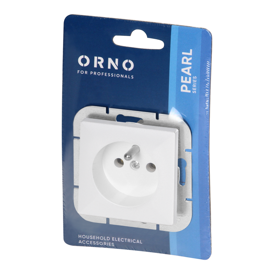 Flush-mounted single socket 2P+E Pearl, 16A, 250V, PT-16P, white