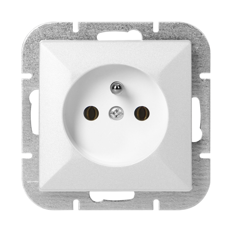 Flush-mounted single socket 2P+E Pearl, 16A, 250V, PT-16P, white