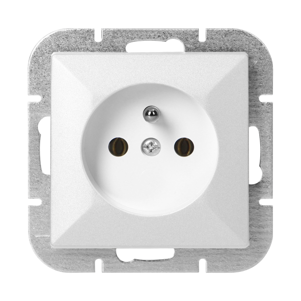 Flush-mounted single socket 2P+E Pearl, 16A, 250V, PT-16P, white
