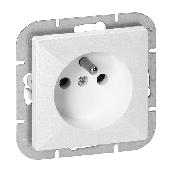 Flush-mounted single socket 2P+E Pearl, 16A, 250V, PT-16P, white