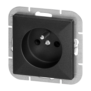 Flush-mounted single socket 2P+E Pearl, 16A, 250V, PT-16P, black