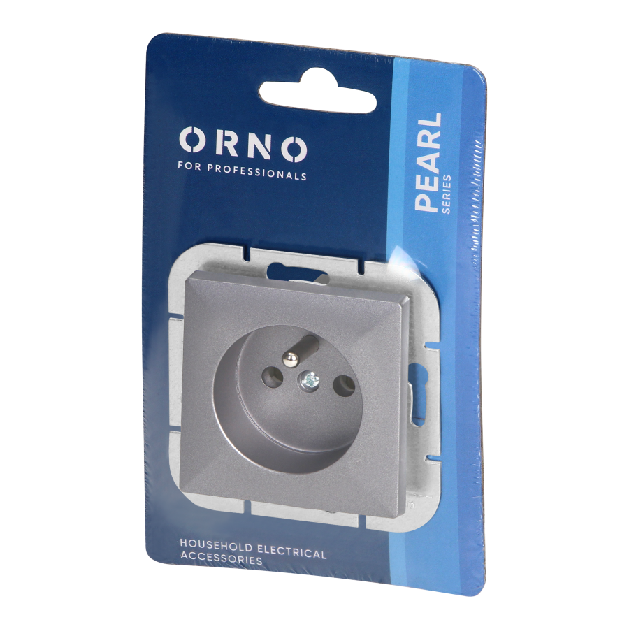 Flush-mounted single socket 2P+E Pearl, 16A, 250V, PT-16P, anthracite