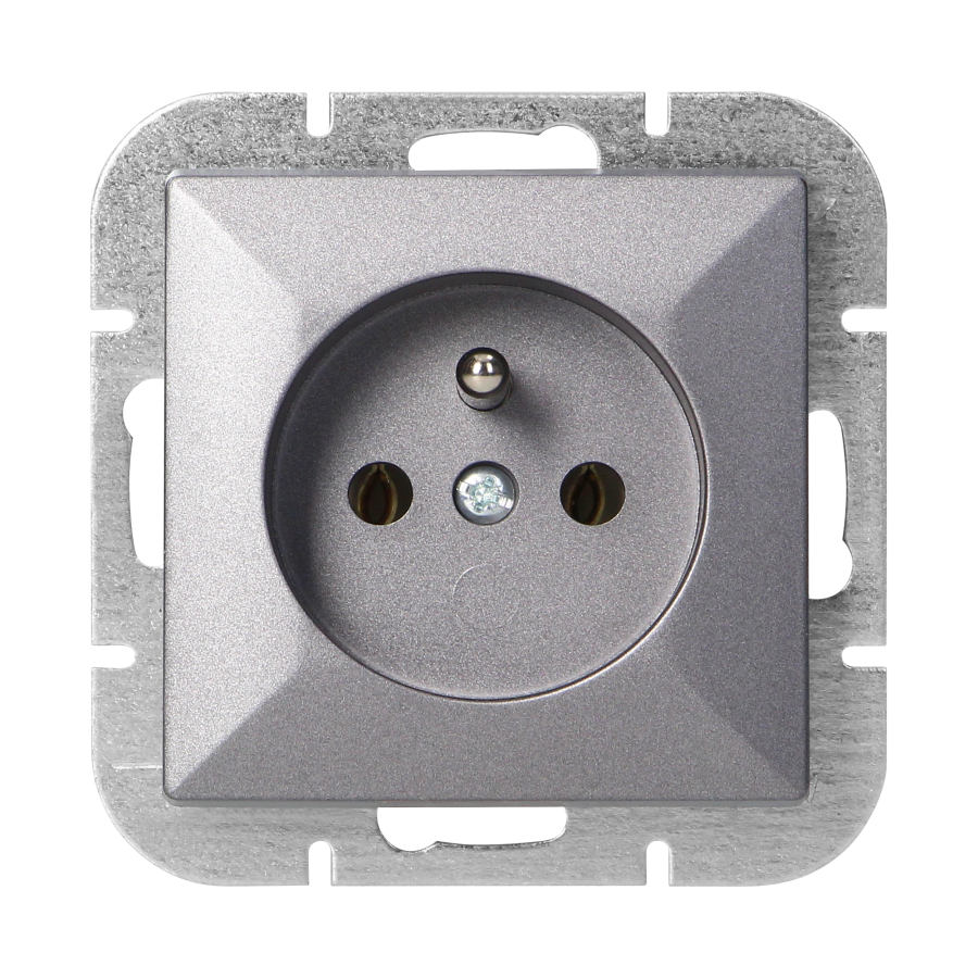 Gniazdo pojedyncze p/t 2P+Z Pearl, 16A, 250V, PT-16P, antracyt