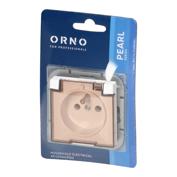 Flush-mounted single socket 2P+E weather proof with cover Pearl, 16A, 250V, PT-16PHL, white