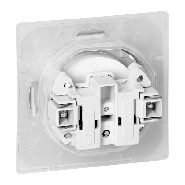 Flush-mounted single socket 2P+E weather proof with cover Pearl, 16A, 250V, PT-16PHL, white