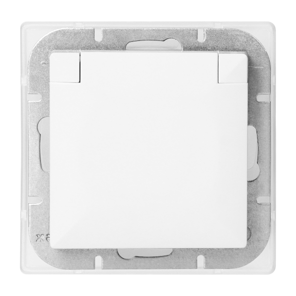 Flush-mounted single socket 2P+E weather proof with cover Pearl, 16A, 250V, PT-16PH, white