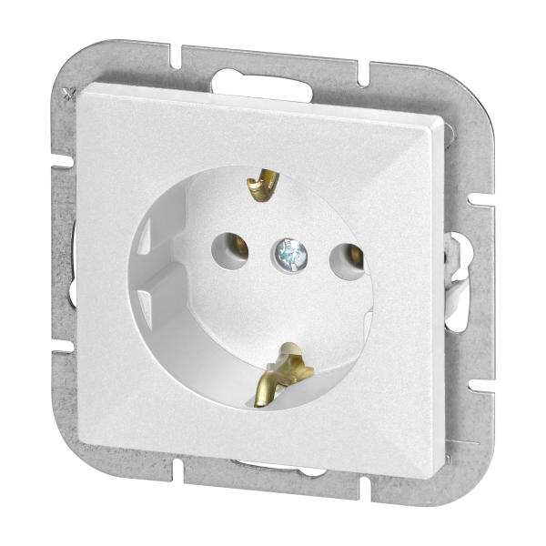 Flush-mounted single socket 2P+E Schuko Pearl, 16A, 250V, PT-17P, white