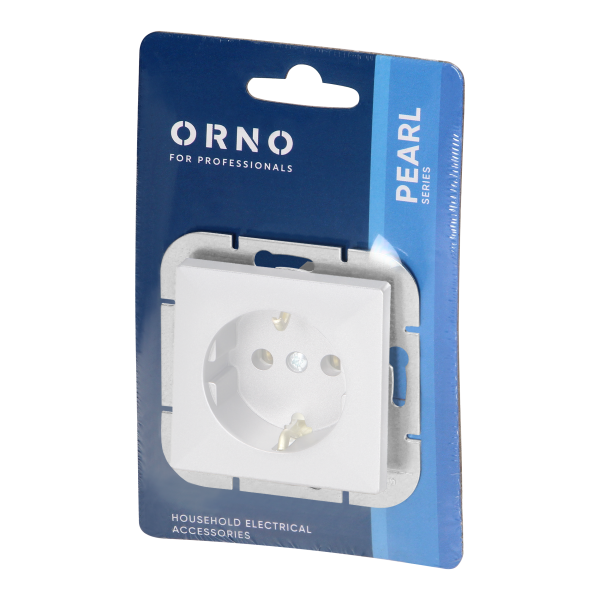 Flush-mounted single socket 2P+E Schuko Pearl, 16A, 250V, PT-17P, white