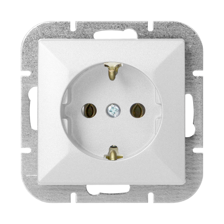 Flush-mounted single socket 2P+E Schuko Pearl, 16A, 250V, PT-17P, white