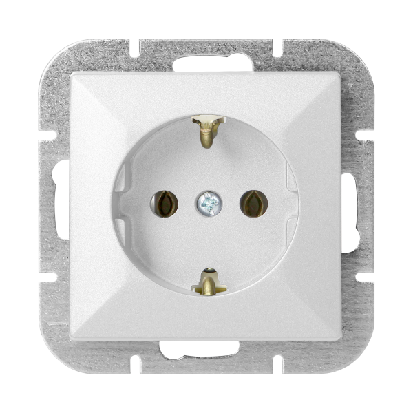 Flush-mounted single socket 2P+E Schuko Pearl, 16A, 250V, PT-17P, white