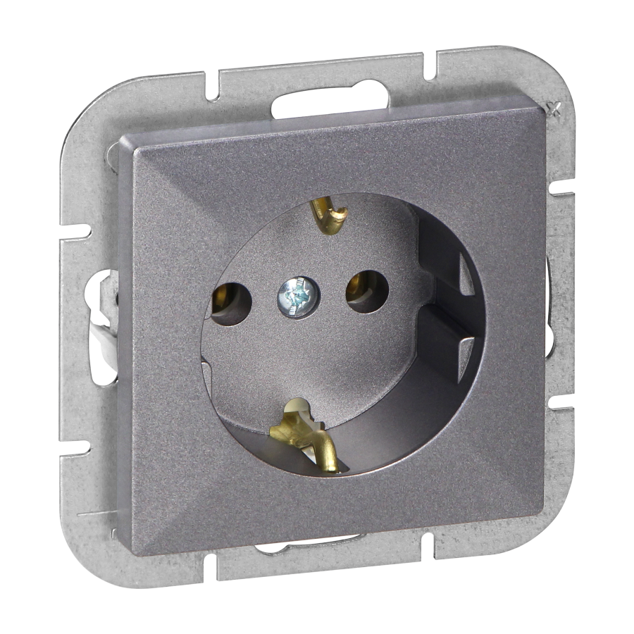 Gniazdo pojedyncze p/t 2P+Z Schuko Pearl, 16A, 250V, PT-17P, antracyt