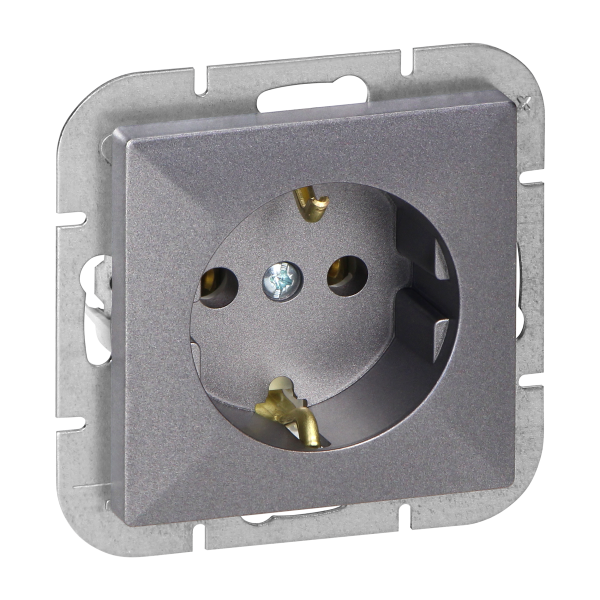 Gniazdo pojedyncze p/t 2P+Z Schuko Pearl, 16A, 250V, PT-17P, antracyt