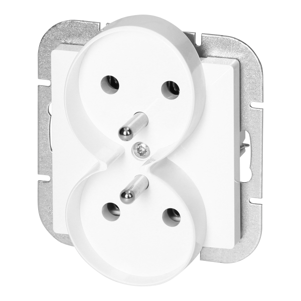 Flush-mounted double socket 2x2P+E Pearl, 16A, 250V, PT-6 PR, white