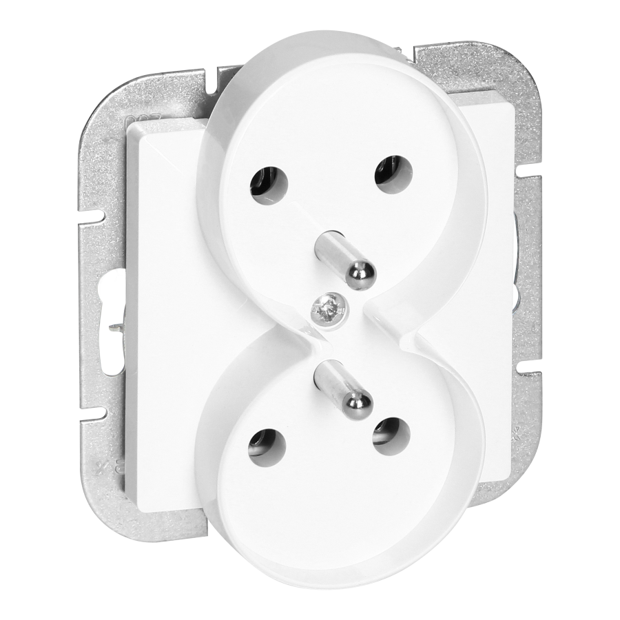 Flush-mounted double socket 2x2P+E Pearl, 16A, 250V, PT-6 PR, white