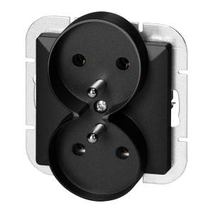 Gniazdo podwójne p/t 2x2P+Z Pearl, 16A, 250V, PT-6 PR, czarny