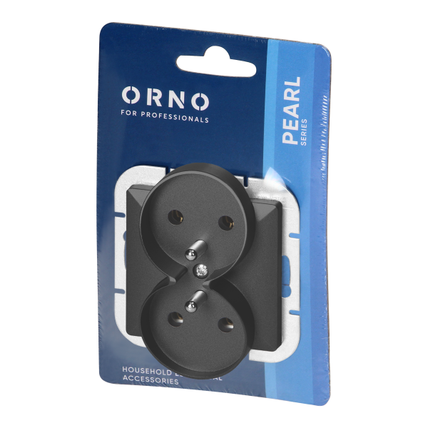 Gniazdo podwójne p/t 2x2P+Z Pearl, 16A, 250V, PT-6 PR, czarny