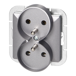 Flush-mounted double socket 2x2P+E Pearl, 16A, 250V, PT-6 PR, anthracite