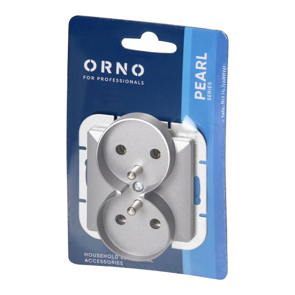 Flush-mounted double socket 2x2P+E Pearl, 16A, 250V, PT-6 PR, anthracite