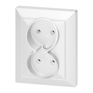 Gniazdo podwójne p/t 2x2P Pearl, 16A, 250V, PT-5 P, biały