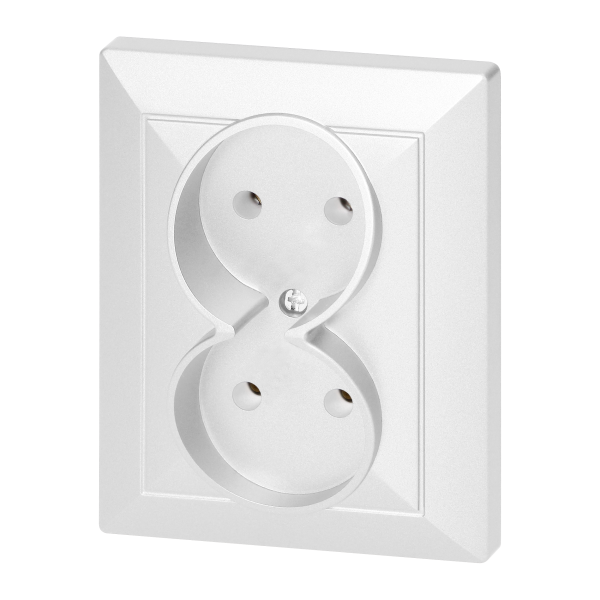 Gniazdo podwójne p/t 2x2P Pearl, 16A, 250V, PT-5 P, biały