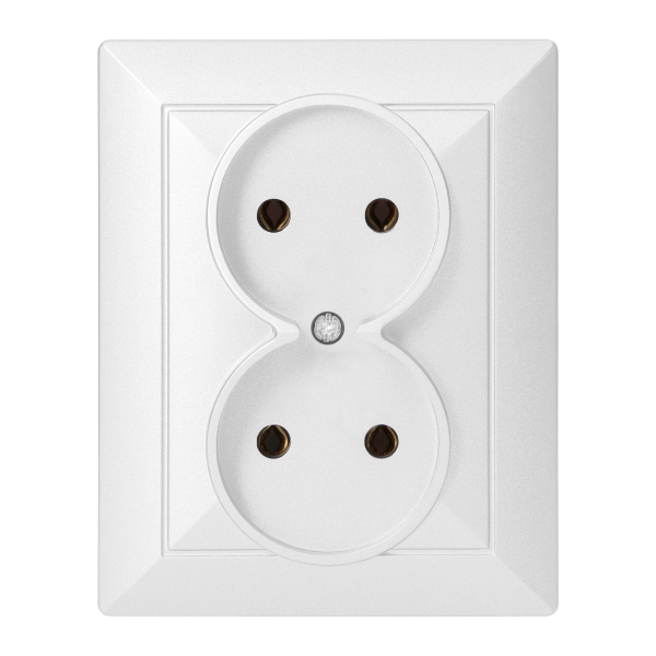 Flush-mounted double socket 2x2P Pearl, 16A, 250V, PT-5 P, white