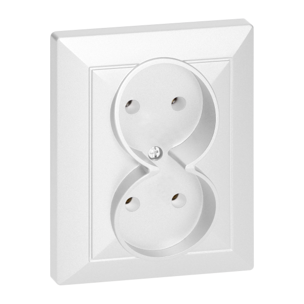 Flush-mounted double socket 2x2P Pearl, 16A, 250V, PT-5 P, white