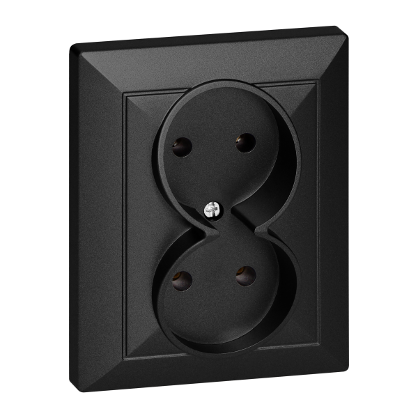 Gniazdo podwójne p/t 2x2P Pearl, 16A, 250V, PT-5 P, czarny