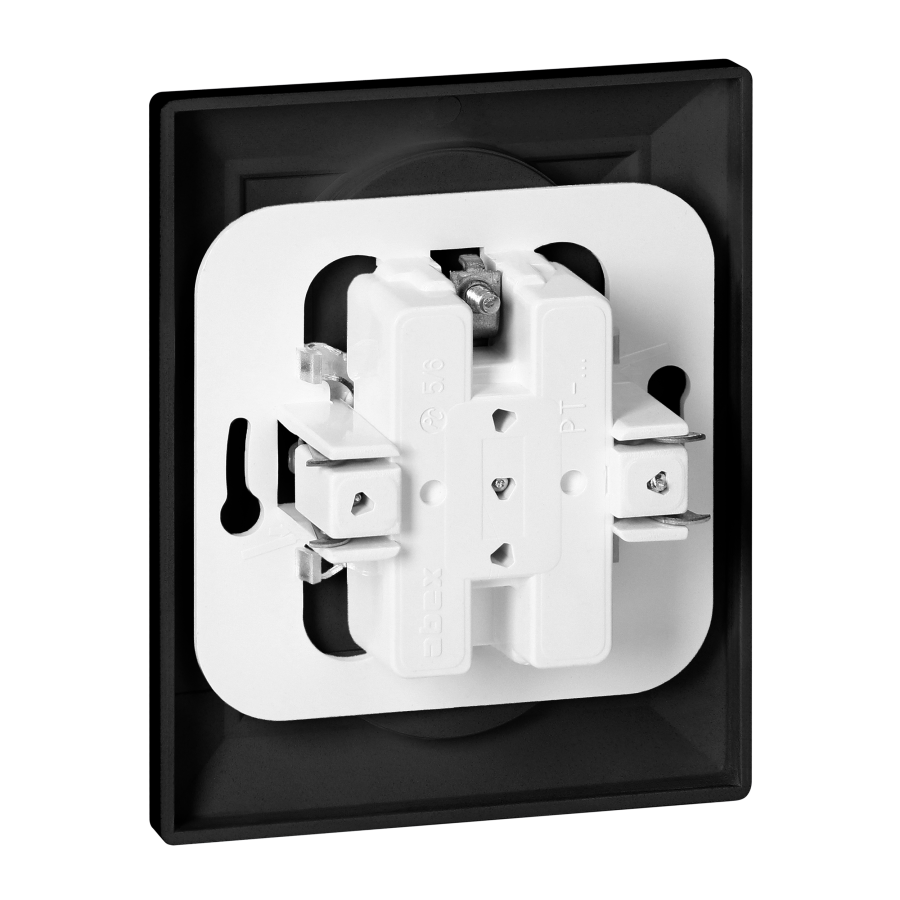 Flush-mounted double socket 2x2P Pearl, 16A, 250V, PT-5 P, black