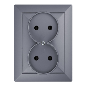 Flush-mounted double socket 2x2P Pearl, 16A, 250V, PT-5 P, anthracite