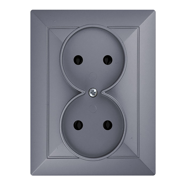 Flush-mounted double socket 2x2P Pearl, 16A, 250V, PT-5 P, anthracite