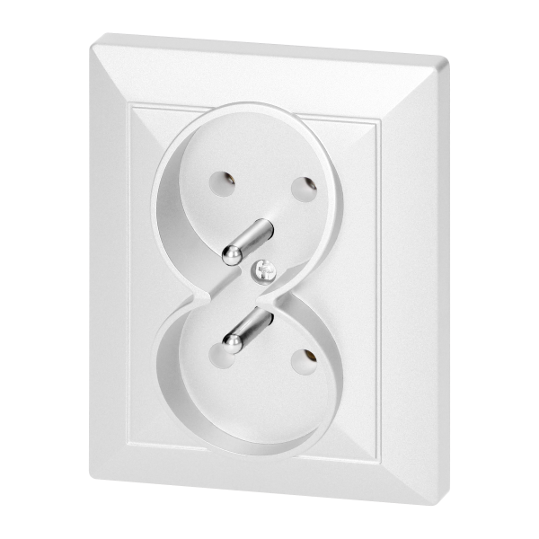 Gniazdo podwójne p/t 2x2P+Z Pearl, 16A, 250V, PT-6 P, biały