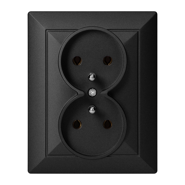 Gniazdo podwójne p/t 2x2P+Z Pearl, 16A, 250V, PT-6 P, czarny