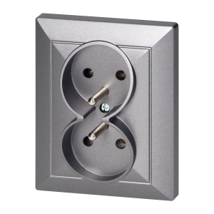Gniazdo podwójne p/t 2x2P+Z Pearl, 16A, 250V, PT-6 P, antracyt