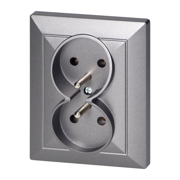 Gniazdo podwójne p/t 2x2P+Z Pearl, 16A, 250V, PT-6 P, antracyt