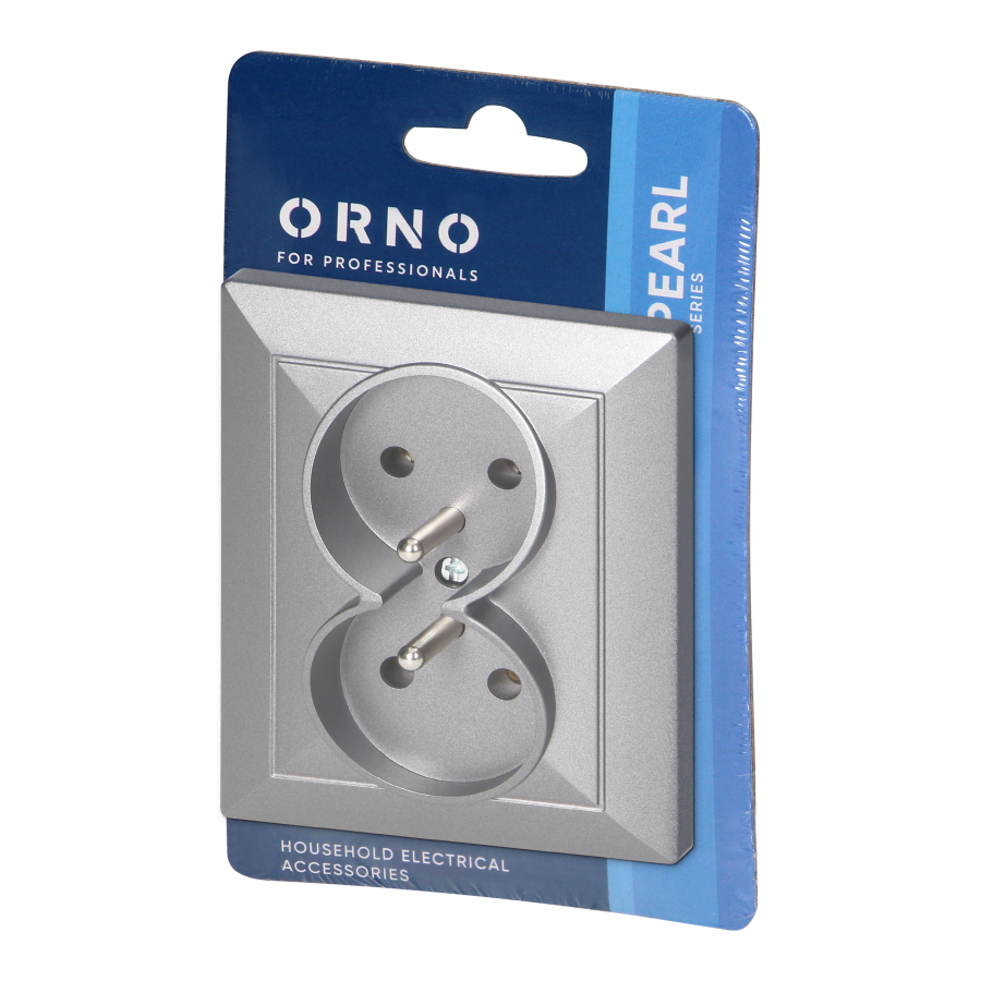 Flush-mounted double socket 2x2P+E Pearl, 16A, 250V, PT-6 P, anthracite