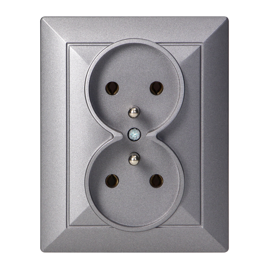 Flush-mounted double socket 2x2P+E Pearl, 16A, 250V, PT-6 P, anthracite