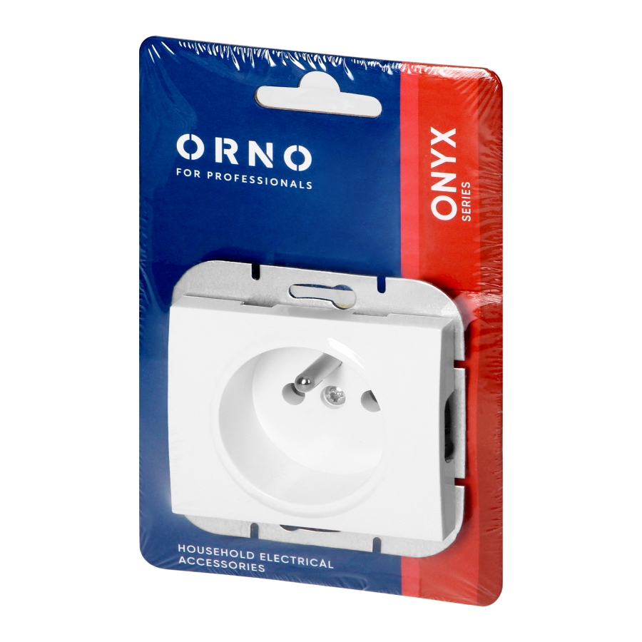 Flush-mounted single socket 2P+E Onyx, 16A, 250V, PT-16O, white