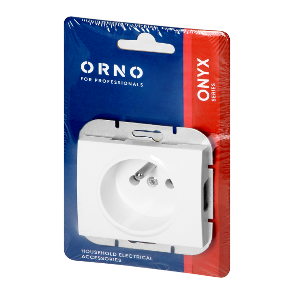 Flush-mounted single socket 2P+E Onyx, 16A, 250V, PT-16O, white