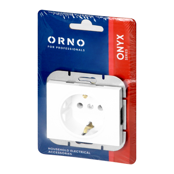 Flush-mounted single socket 2P+E Schuko Onyx, 16A, 250V, PT-17O, white
