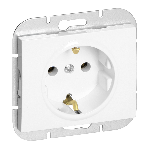 Flush-mounted single socket 2P+E Schuko Onyx, 16A, 250V, PT-17O, white